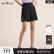 謎底復古簡(jiǎn)約西裝短褲女2022夏季新款側縫拼接小A型短褲222MK0632 黑色 M