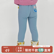 papa爬爬冬季兒童打底褲仿牛仔長(cháng)褲男女寶寶加絨保暖百搭時(shí)髦潮 淺藍色 120 cm