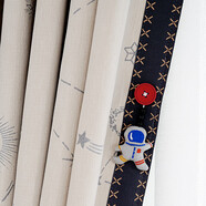 詠幻兒童房遮光窗簾雪尼爾卡通黑白提花男孩臥室飄窗定制窗簾太空人2 玩偶花邊 買(mǎi)高度 組合品  單拍不發(fā) 軌道韓折款/每米單價(jià)