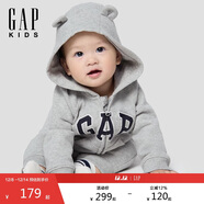 蓋璞嬰兒2025秋季新款字母logo抓絨連帽開(kāi)襠連體衣兒童裝805374