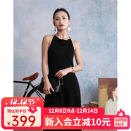 西町村屋（SETIROM）抽繩串珠長(cháng)款吊帶裙女春夏新款復古無(wú)袖連衣裙XXAA10007 黑色 均碼