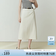 范思藍恩灰色裙子半身裙女春秋氣質(zhì)開(kāi)叉a字裙高腰顯瘦西裝裙11368 米色 XS