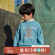 papa爬爬【粒粒絨】冬季兒童加絨衛衣親子裝男女童發(fā)熱輕盈保暖 湖藍色-衛衣 140cm