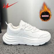 雙星（DOUBLE STAR）運動(dòng)鞋男女青少年加絨鞋棉鞋休閑鞋輕便秋冬款網(wǎng)面透氣跑步鞋 26101-白色-加絨保暖 36