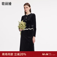 歌莉婭（GOELIA）絲絨連衣裙2025春裝新款洋氣歐若風(fēng)氣質(zhì)裙子小黑裙1BNR4K360 00B黑色 2XL