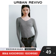 UR秋季新款女裝簡(jiǎn)約基礎百搭休閑修身V領(lǐng)針織衫UWB940008 冷灰 M