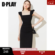 DPLAY2025夏季新款黑色連衣裙女修身吊帶裙長(cháng)裙赫本小黑裙包臀裙 經(jīng)典黑 L