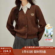 茵曼（INMAN）2025冬季女裝新款學(xué)院風(fēng)polo領(lǐng)假兩件麻花毛衣英倫針織 花咖色 S