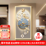 墨派（Mopai）現代簡(jiǎn)約裝飾畫(huà)帶燈led發(fā)光燈畫(huà)家和萬(wàn)事興新中式走廊過(guò)道掛畫(huà) 4九魚(yú)聚財 120*240cm(LED燈畫(huà)/插電款)晶瓷