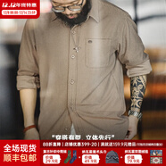馬登工裝 美式復古玉米粒格子襯衫翻領(lǐng)純色松弛感休閑長(cháng)袖襯衣男秋 駝色 XL