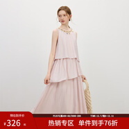 范思藍恩度假風(fēng)重工領(lǐng)口無(wú)袖掛脖連衣裙2025夏新款不規則裙擺2469 水粉色 XS