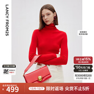 朗姿【秀款 明星同款】純羊毛無(wú)縫針織衫上衣內搭打底衫曠野美拉德女 中國紅 M