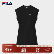 FILA 斐樂(lè )官方女裝針織連衣裙2025夏季新款時(shí)尚休閑無(wú)袖收腰裙子 正黑色-BK L 170/88A/L