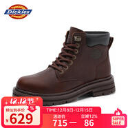 Dickies男士馬丁靴高幫時(shí)尚工裝鞋靴子潮男靴工裝靴 酒紅 42 