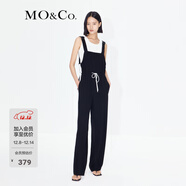 MO&Co.醋酸混紡運動(dòng)風(fēng)撞邊撞色連體休閑褲長(cháng)褲小眾設計感摩安珂 黑色 XL 175