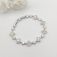 XUPING旭平首飾仿水晶時(shí)尚氣質(zhì)優(yōu)雅百搭微鑲手鏈送新年禮物 彩白