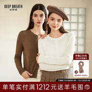 深呼吸DEEP BREATH女裝可機洗純羊毛針織開(kāi)衫女A400732 烏木棕 M (3)