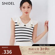 SNIDEL春夏甜美可愛(ài)大翻領(lǐng)無(wú)袖條紋修身針織衫SWNT242105 橫條 均碼 （F）