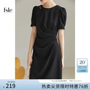 范思藍恩黑色氣質(zhì)通勤短袖連衣裙女夏季短袖法式收腰顯瘦裙子2038 氣質(zhì)黑 XS