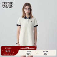 Teenie Weenie小熊夏季撞色Polo休閑通勤簡(jiǎn)約白色連衣裙時(shí)尚收腰短裙女 乳白色 S (160)
