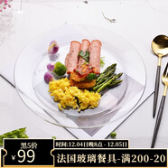多萊斯 多萊斯進(jìn)口鋼化玻璃餐盤(pán)歐式餐盤(pán)意面牛排盤(pán)家用菜盤(pán)盤(pán)子餃子盤(pán) 透明色盤(pán)*1【28cm】