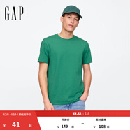 GAP男女裝2025春季新款純棉基礎款常規圓領(lǐng)短袖T恤上衣美版842063 綠色 S 美碼 M亞洲碼175/92A