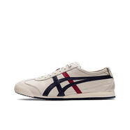 Onitsuka Tiger鬼?；EXICO66夏季皮面透氣輕便百搭跑步鞋男男女運動(dòng)休閑鞋.5清洗保 米白藏青 36