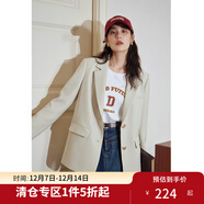 獨束大碼女裝通勤輕職業(yè)隨性西裝外套女春季新款微胖mm簡(jiǎn)約風(fēng)尚上衣 奶油米 M （尺碼：1） 拍前和客服確認尺碼