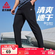 匹克針織運動(dòng)褲男冬季跑步加絨梭織長(cháng)褲休閑褲運動(dòng)服男直筒褲束腳褲子 【速干梭織直筒褲2051】黑色 L (175)