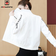 AEMAPE棒球服短外套女士春秋裝2025年新款時(shí)尚寬松薄款休閑開(kāi)衫夾克上衣 白色 L