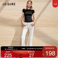 三彩2025夏季新款高腰喇叭褲牛仔褲開(kāi)叉微喇九分褲女