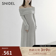 SNIDEL秋冬氣質(zhì)修身長(cháng)裙翻領(lǐng)露肩針織連衣裙SWCO245060 駝色 S （0）