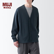 MUJI MUJI 男式 雙層編織 開(kāi)衫 長(cháng)袖針織衫 AB1L8A3A 藏青色 L（175/100A）