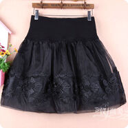 顯瘦蕾絲短裙女春秋a字歐根紗裙半身裙蓬蓬裙子大碼高腰打底裙褲 黑色A款防走光短褲內襯 均碼 L13碼適合腰圍2尺2到2尺4