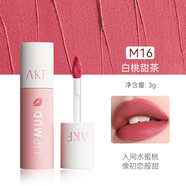 AKF唇泥唇釉唇霜唇油口紅柔霧啞光霧面絲絨質(zhì)地奶油新年禮物 【甜蜜初戀妝】M16-白桃甜茶