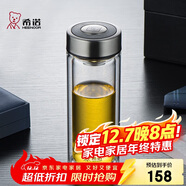 希諾（heenoor）雙層玻璃杯高檔商務(wù)辦公車(chē)載水杯男家用透明泡茶杯子 345mL