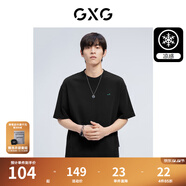 GXG男裝 夏季新款重磅系列精致小字母繡花圓領(lǐng)短袖T恤 黑色 3XL