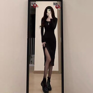 依樂(lè )琦黑色純欲風(fēng)打底裙2025年春季早春新款女開(kāi)叉內搭包臀裙 【黑色】【連身裙子/歐美裙子/感超好看連衣裙/長(cháng)包 S