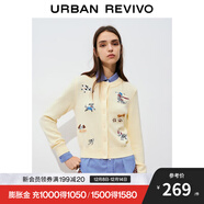 UR2025秋季新款女裝休閑童趣小狗圖案排扣針織開(kāi)衫UYY950107 米黃 M