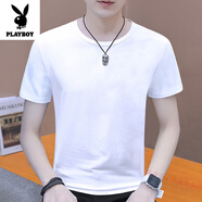 花花公子高檔純色半高領(lǐng)男士長(cháng)袖t恤2025新款春秋季中領(lǐng)打底衫男潮流高領(lǐng) K1222白色 XL 【建議130-145】