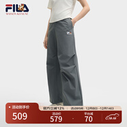 FILA 韓素希同款|斐樂(lè )官方女裝小狐貍梭織長(cháng)褲2025夏季新款時(shí)尚收口褲 綠木灰-DY 3XL 185/82A/XXXL