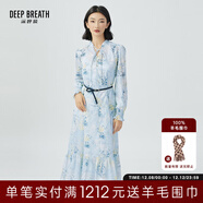 深呼吸DEEP BREATH女裝木耳領(lǐng)碎花連衣裙【附吊帶裙、腰帶】A500259 藍花 S (2碼)