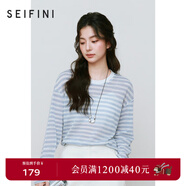 詩(shī)凡黎（'SEIFINI）詩(shī)凡黎慵懶風(fēng)鏤空針織衫25春夏新品寬松高級感防曬衫外搭罩衫上衣 海冰藍 XL