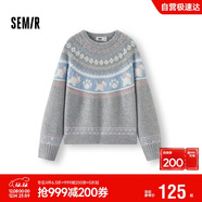 森馬（Semir）毛衣女冬小狗費爾島寬松插肩袖衣服2025俏皮軟糯毛衫109725107005