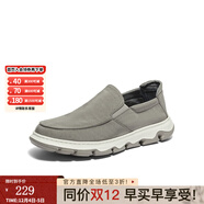 森達男鞋一腳蹬平底休閑鞋舒適透氣布鞋男板鞋帆布鞋V7R13BM3 灰色1PX01BM4 44