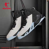 喬丹籃球鞋高幫實(shí)戰男鞋 四季款舒適革面皮面防水減震耐磨運動(dòng)鞋戰靴 喬丹白/黑色 39