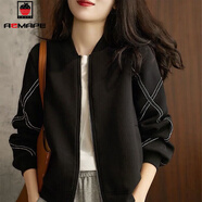 AEMAPE外套女2026新款春秋冬季時(shí)尚減齡顯瘦短外套女夾克寬松上衣百搭 黑色911春秋款  3XL _135斤-155斤穿