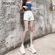 棉致白色牛仔短褲女小清新小碼夏季新款高腰外穿翻邊網(wǎng)紅顯瘦a字熱褲 白色222 XS 均碼