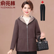 俞兆林媽媽外套春秋款冬裝呢外套2025年中年高檔女裝媽媽裝50-60歲洋氣 咖色+黑色長(cháng)褲 2XL 120-130斤