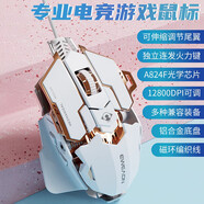 詠幻電競鼠標有線(xiàn)機械宏金屬加重配重競技游戲辦公CF專(zhuān)用幻彩炫光靜音 金屬香檳白有聲版[硬件宏編程12800DPI可調節 官方標配